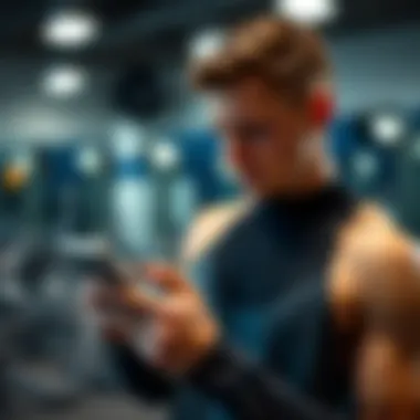 User engaging with fitness app on smartphone