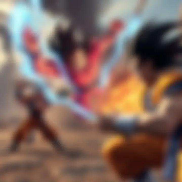 Dynamic battle scene featuring characters from Dragon Ball Legends Unlimited