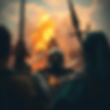 Epic Battle Scene A captivating scene illustrating a battle mod in the Lord of the Rings game