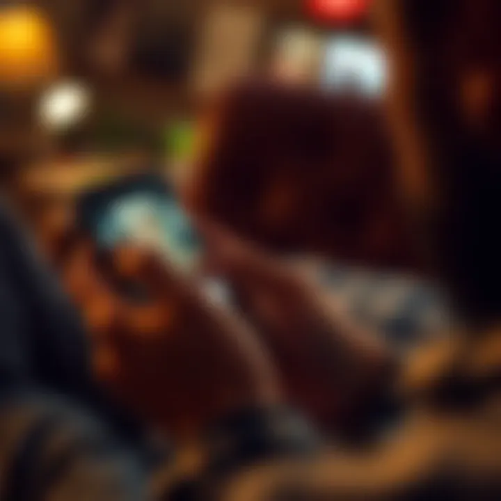 A person reviewing downloaded videos on a smartphone