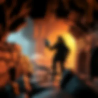 A vibrant digital artwork showcasing a character navigating a procedurally generated dungeon with iconic FPS elements.