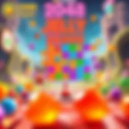 A vibrant screenshot showcasing the Jelly Run 2048 gameplay