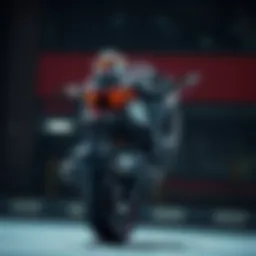 Dynamic motorcycle wheelie in action