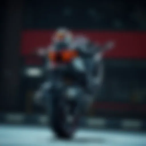 Dynamic motorcycle wheelie in action