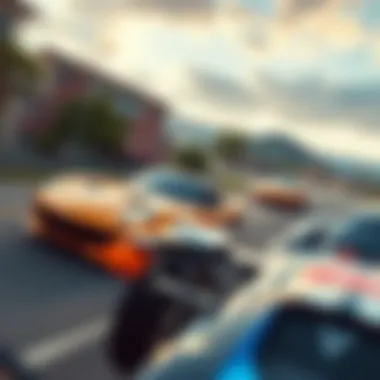 Dynamic racing scene in an open world environment