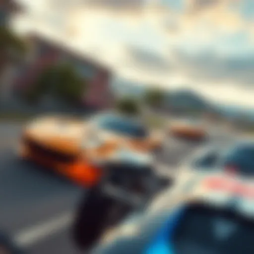 Dynamic Racing in Open Worlds Dynamic racing scene in an open world environment