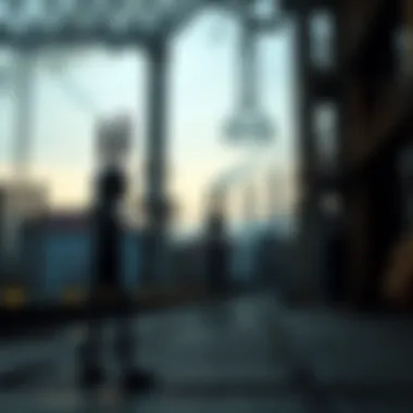 An artistic interpretation of the dichotomy between stickman and industrial settings