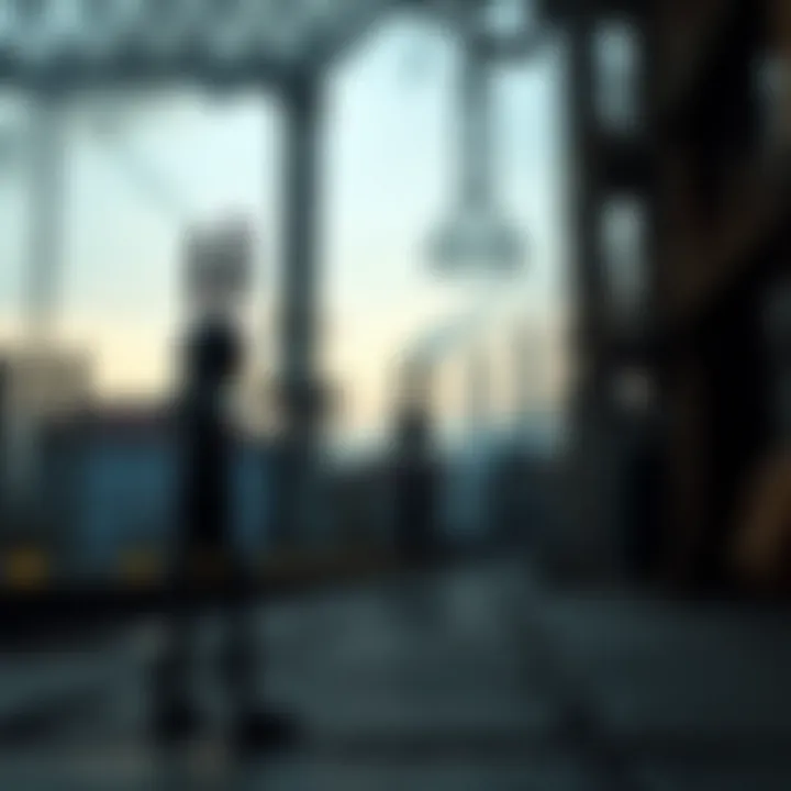 An artistic interpretation of the dichotomy between stickman and industrial settings