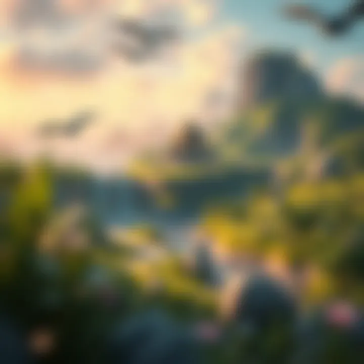 Visual Elegance Concept art illustrating the game's aesthetic design, featuring unique ecosystems and elements.