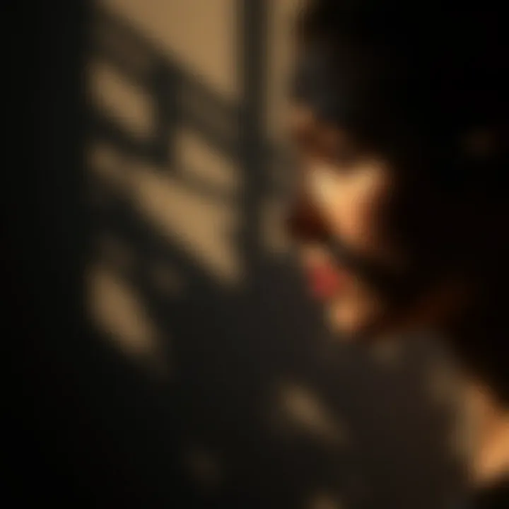 The interplay of light and shadow representing Alexia's complexity