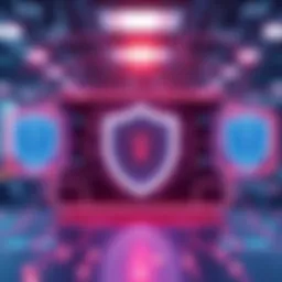 Visual representation of VPN functionality and data encryption.